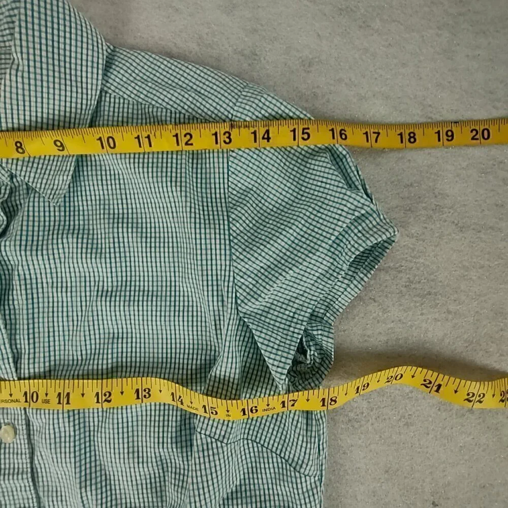 Ann Taylor 100% Cotton Blue White Checkered Short Sleeve Button Down Shirt Sz S - Picture 8 of 10